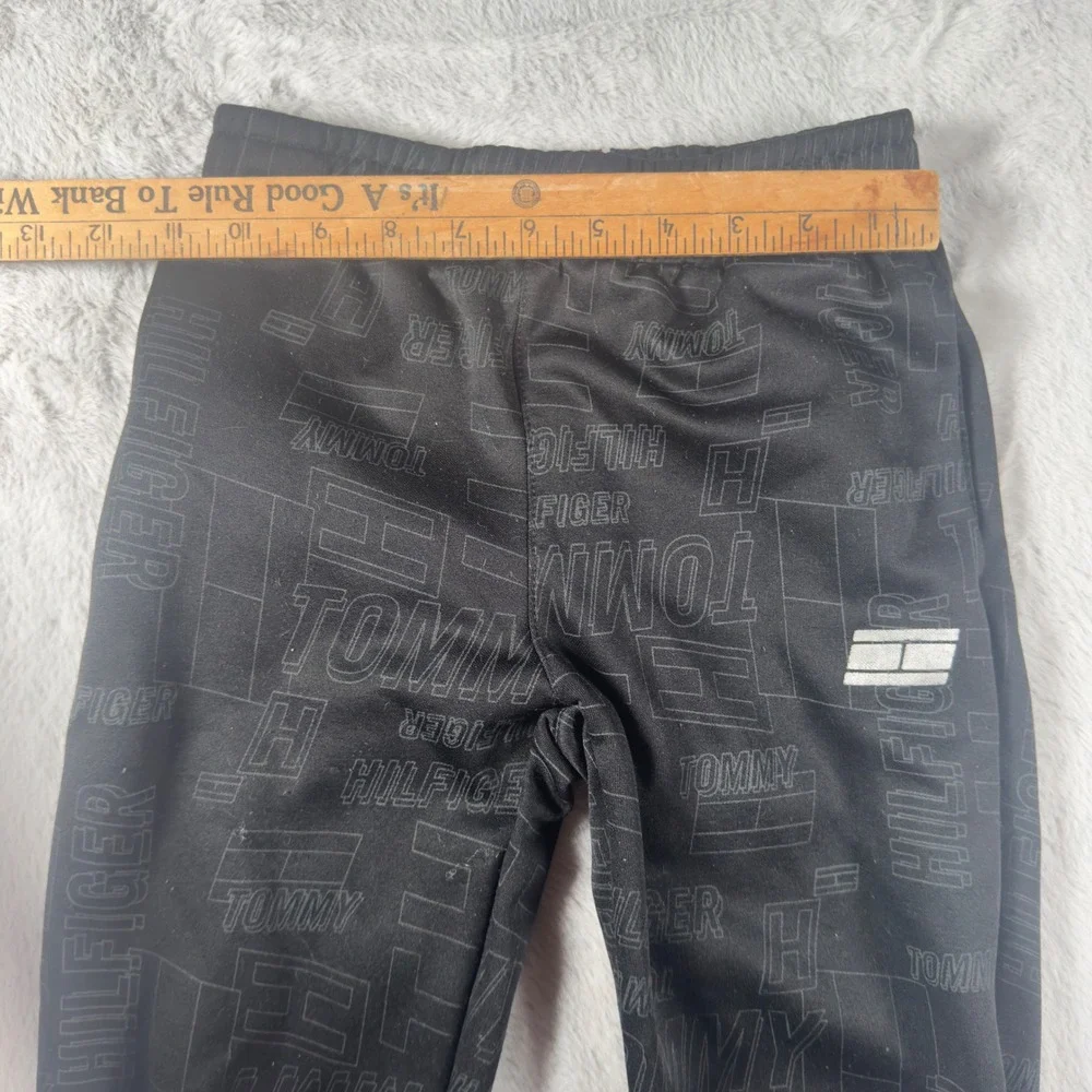 Tommy Hilfiger Boys Black All Over‎ Logo Jogger Sweatpants Size 7 Kids